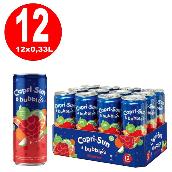 12 x Capri Sun & Bubbles Himbeere 0,33L Dose EINWEG