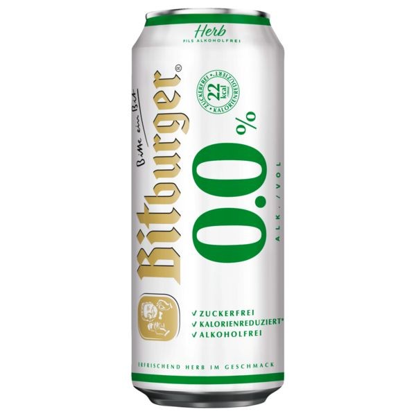 2 x Bitburger Pilsener 24x0,5L = 48 Dosen 0.0 ALKOHOLFREI EINWEG