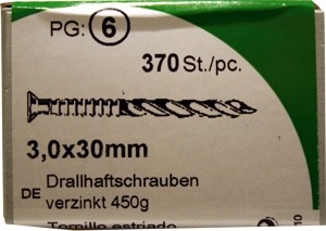 370 Stück Drallhaftschrauben verzinkt 3,0x30mm