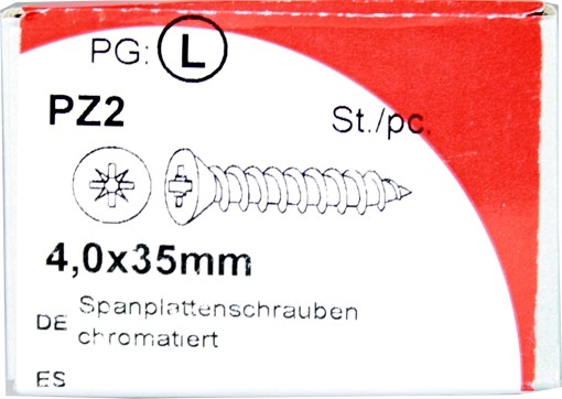 200 Stück Spanplattenschrauben Pozidrive chromatiert 4,0x35mm KP 200