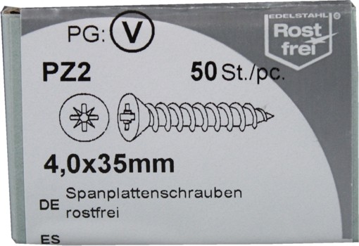 50 Stück Spanplattenschrauben Pozidrive rostfrei 4,0x35mm KP 50