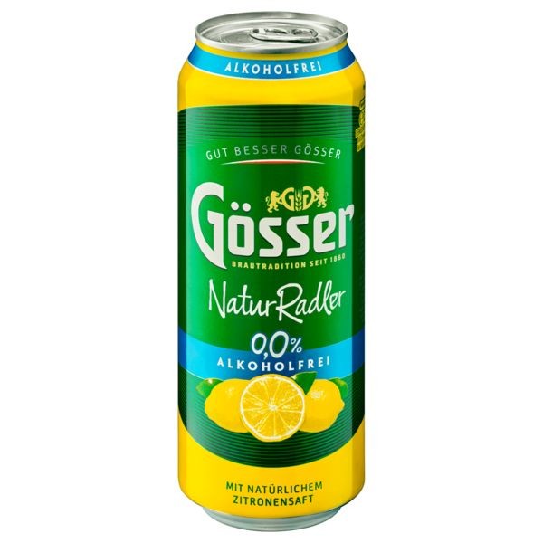 24 x 0,5L Dosen Gösser NaturRadler 0,0% alkoholfrei Zitrone EINWEG