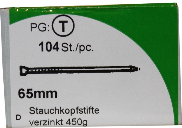 104 Stück Stauchkopfstifte Eisenverzinkt 65mm