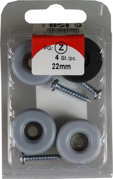 4 Stück Möbelgleiter Teflon mit Schraube 22mm