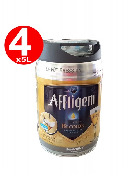 4 x Affligem blonde Partyfass 5 Liter Fass inkl. Zapfhahn 6,8% vol.