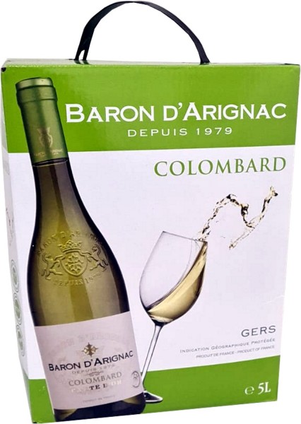 20 Liter Baron D'Arignac - Colombard Blanc Weisswein trocken 4x5 Liter Box 11 % Alc.