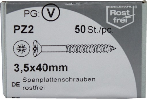 50 Stück Spanplattenschrauben Pozidrive rostfrei 3,5x40mm KP 50