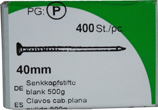 Senkkopfstifte Eisen blank 40mm KP 500g