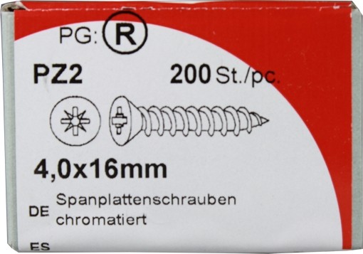 200 Stück Spanplattenschrauben Pozidrive chromatiert 4,0x16mm KP 200