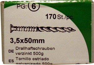 170 Stück Drallhaftschrauben verzinkt 3,5x50mm