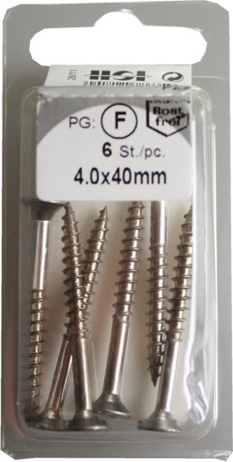 6 Stück Spanplattenschrauben Pozidrive rostfrei 4,0x40mm HP 6