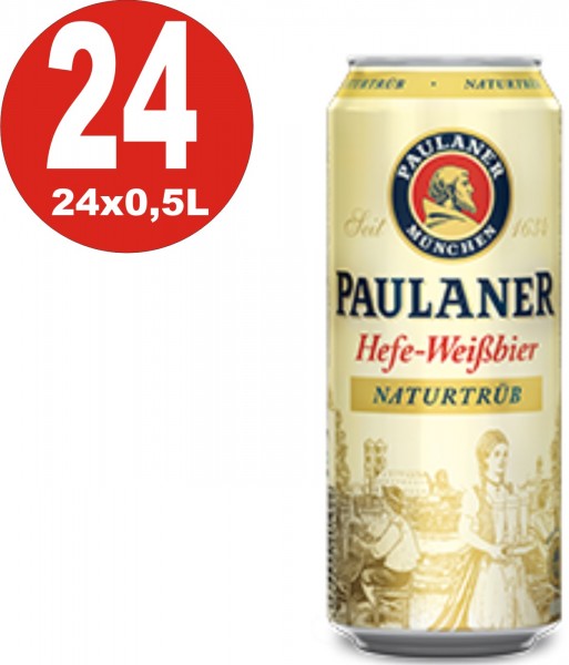 24 x Paulaner Hefeweißbier naturtrüb 0,5L Dose 5,5% Vol.alc EINWEG