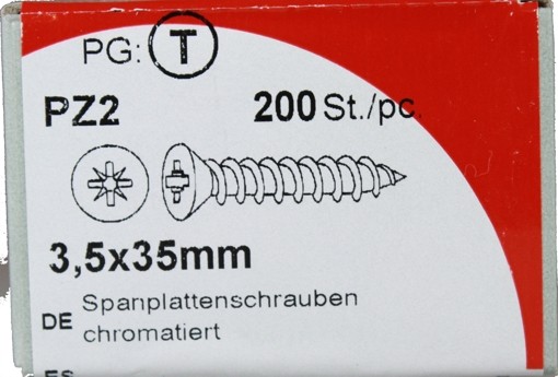200 Stück Spanplattenschrauben Pozidrive chromatiert 3,5x35mm KP 200
