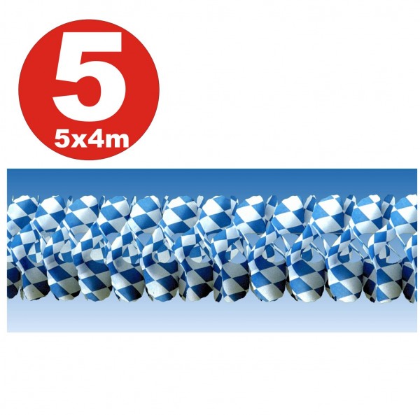 5 x 4-m-Papier Girlande BAYERNRAUTE, 4 m lang, ca. 16 cm Durchmesser