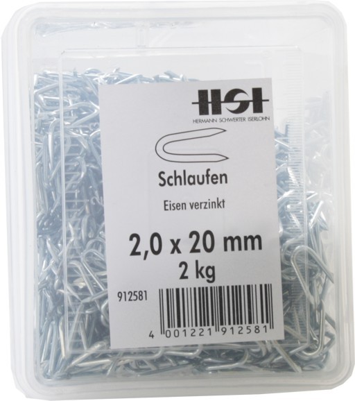 Schlaufen 2,0 x 20mm aus Eisen 2kg