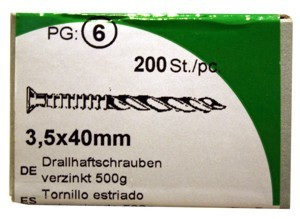 200 Stück Drallhaftschrauben verzinkt 3,5x40mm