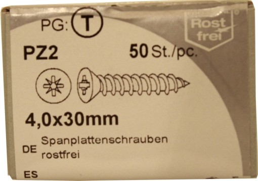 50 Stück Spanplattenschrauben Pozidrive rostfrei 4,0x30mm KP 50