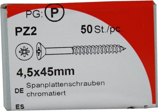 50 Stück Spanplattenschrauben Pozidrive chromatiert 4,5x45mm KP 50