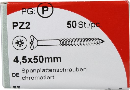 50 Stück Spanplattenschrauben Pozidrive chromatiert 4,5x50mm KP 50