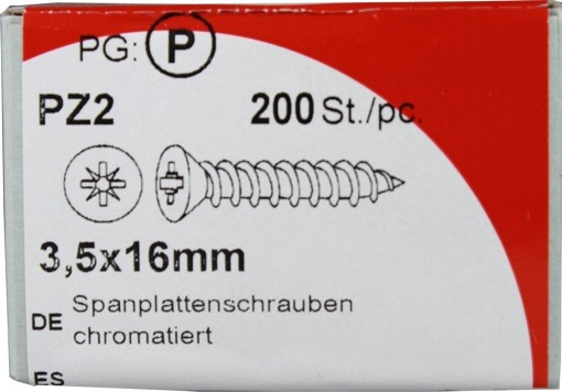200 Stück Spanplattenschrauben Pozidrive chromatiert 3,5x16mm KP 200
