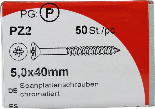 50 Stück Spanplattenschrauben Pozidrive chromatiert 5,0x 40mm KP 50